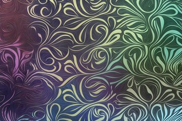 Abstract Swirling Floral Pattern Gradient, Teal, Purple, Art. Generative AI