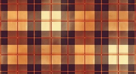 Seamless repeating brown and rust plaid pattern,  with a warm, earthy tone