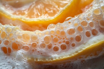 A Vibrant Close-Up View of a Juicy Sliced Lemon Revealing Its Freshness and Texture