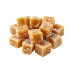 Raw Sugar Caramel Sugar Cubes Isolated on Transparent Background
