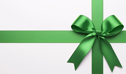 e-commerce gift card design with a green ribbon, white background, and green lettering.  