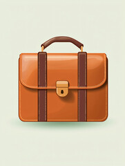 A stylish brown leather briefcase with a lock, placed on a soft green background, ideal for business use