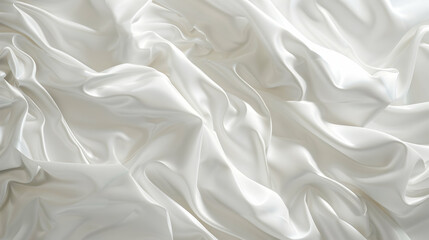Obraz premium A close-up view of crumpled, smooth white satin fabric creating an elegant texture.