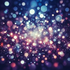 Close up of blurred background with many lights in pink, purple and white colors.