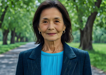A middle-aged woman on a lane,generative ai