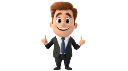 Smiling businessman gesturing thumbs up with transparent background
