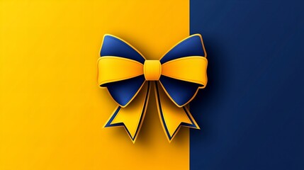 Elegant blue and gold bow on a vibrant background. Perfect for celebrations and gifting.