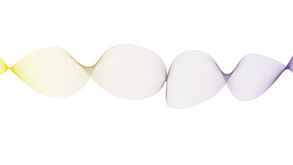 Vector curvy abstract line art wavy flowing dynamic yellow purple red and white background in concept music or sound, wave, wind, information flow	