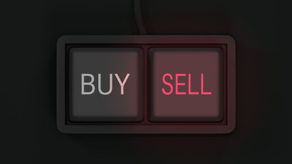 Trading concept. Keyboard with two buttons - buy and sell. Exchange or trading 3d illustration. 3d rendering