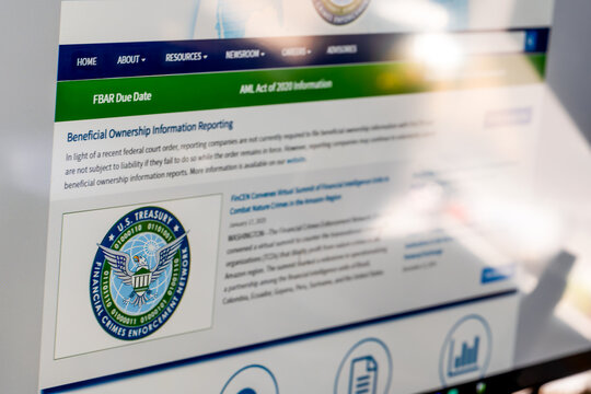 Sioux Falls, South Dakota, USA - 1.28.2025: Selective focus on Financial Crimes Enforcement Network webpage