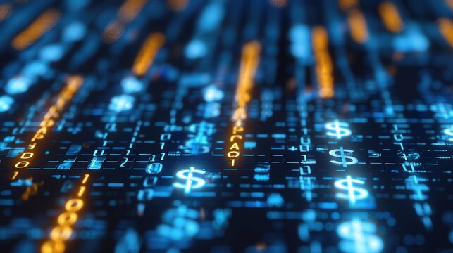 Blockchain Network With Digital Currency Symbols