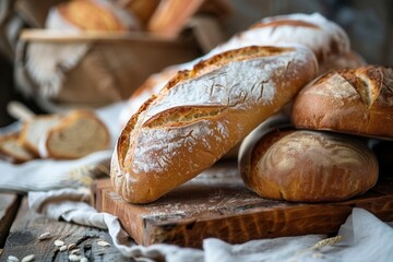 Cozy bakery shop flyer concept featuring minimalistic design with fresh baked bread and rustic elements