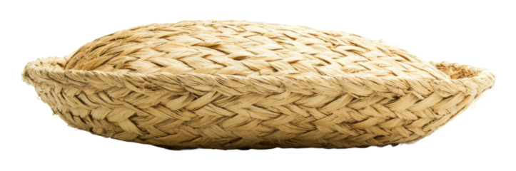 Natural woven basket for storage and decoration isolated on transparent background