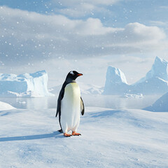 Obraz premium Penguin in the Icy Arctic Landscape