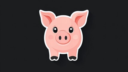 Fototapeta premium Adorable cartoon piglet illustration on a dark background. Perfect for children's books, stickers, or any project needing a cute touch!