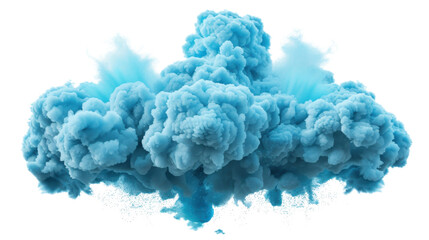 Fototapeta premium Light blue smoke cloud exploding on transparent background