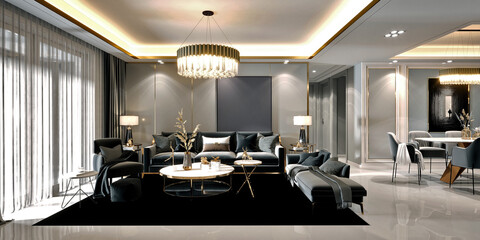 3d render modern home living room