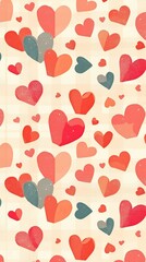 Valentine's Day gingham pattern with hearts