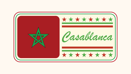 Vintage Casablanca Nameplate with Moroccan Flag Design