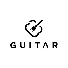 Creative guitar logo design with unique concept premium vector