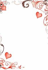 Valentine's Day-themed border with red hearts and swirls 
