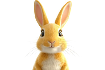 Obraz premium rabbit on a white background, rabbit on a blank white background, a rabbit, bunny, cute rabbit, white background, copy space for add text, 3d rendering, 3d, vector, AI generative