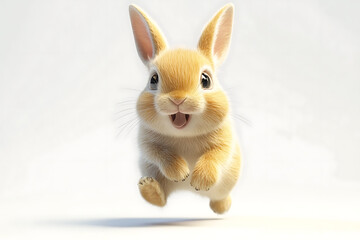rabbit on a white background, rabbit on a blank white background, a rabbit, bunny, cute rabbit, white background, copy space for add text, 3d rendering, 3d, vector, AI generative