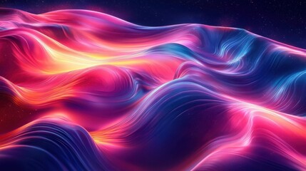 Obraz premium Vibrant abstract waves with glowing gradient colors and flowing movement in futuristic design