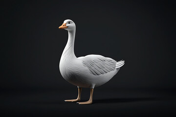 Obraz premium swan on a black background, swan on a blank black background, a swan, swan, cute swan, black background, copy space for add text, 3d rendering, 3d, vector, AI generative