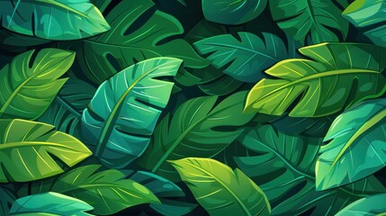 Explore the lush beauty of dark green tropical leaves in this vibrant forest, a paradise for nature lovers.