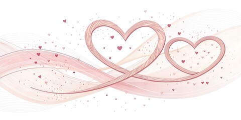 Soft heart shapes intertwining with small hearts and flowing lines in a delicate design for romantic occasions