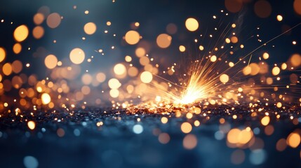 Obraz premium A peaceful landscape showing the last remnants of a campfire, glowing embers slowly cooling under the night sky, with a few last sparks.