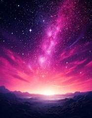Obraz premium illustration of a starry purple night sky with empty copy space