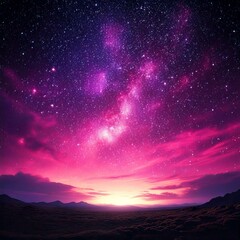 Fototapeta premium illustration of a starry purple night sky with empty copy space