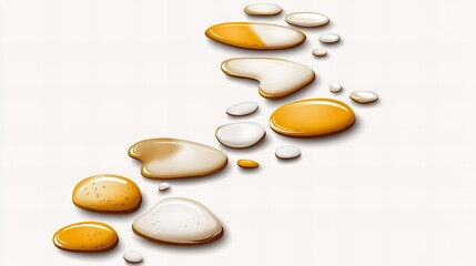Abstract footprint design with gold and beige color palette.  Unique texture and glossy finish.