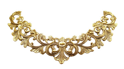 Golden floral ornament forming a crescent shape on transparent background
