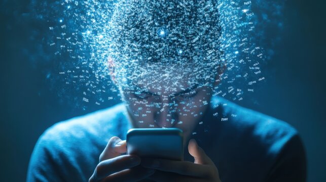 Social media addiction portrayed as people trapped in smartphone screen
