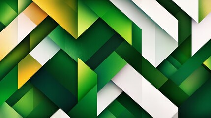Abstract geometric design in shades of green, white, and yellow.  A modern and vibrant pattern.