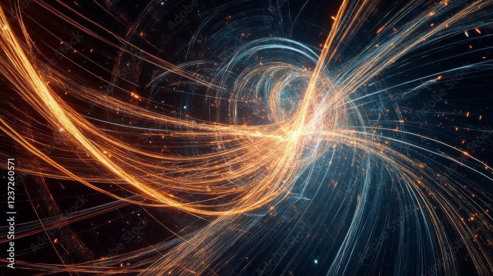 Poster a burst of light emanating from a central point in space, radiating outward in all directions with l