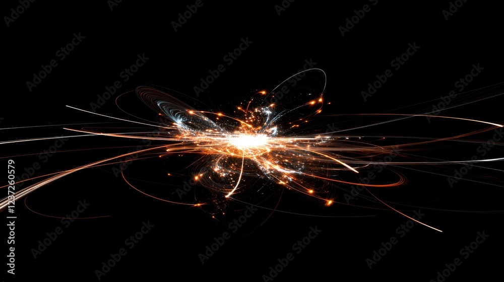 Poster a burst of light emanating from a central point in space, radiating outward in all directions with l