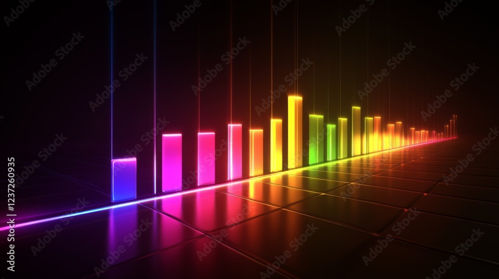 Fototapete a clean, modern d bar graph with light reflections and sharp edges, showing market fluctuations in v