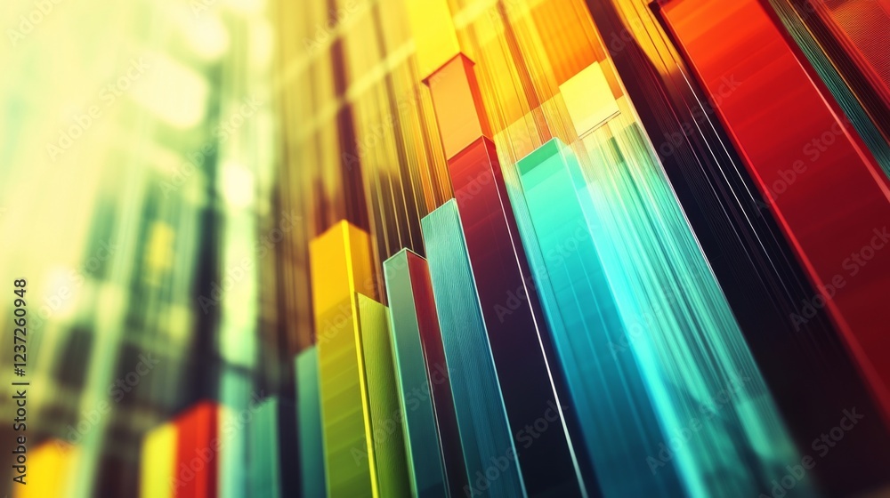 Leinwandbilder a clean, modern d bar graph with light reflections and sharp edges, showing market fluctuations in v