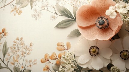 Vintage-Inspired Mother’s Day Card with Elegant Typography and Soft Floral Patterns in Muted Tones