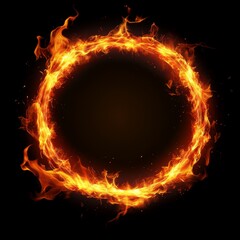 Fiery ring backdrop, burning circle, dark background, design element
