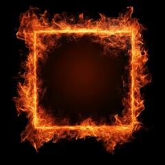 Fiery square frame, black background, design element (6)