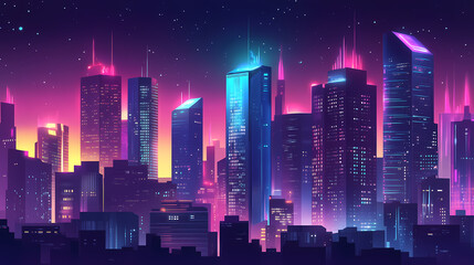 Fototapeta premium Cyberpunk cityscape at night. Dystopian Noir. Illustration