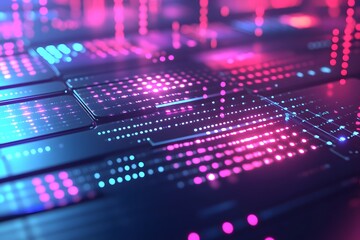 Obraz premium Digital Matrix: Abstract Neon Lights Flow Dynamically