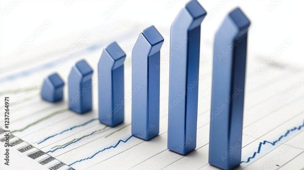 Aufkleber a digital representation of a financial bar graph with rising bars, showing a positive market trend,