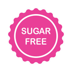 Sugar Free pink stamp Design for Health Conscious and Organic Product. No added sugar symbol, pink badge, tag or emblem isolated in circle design. Diabetic product. Vector illustration EPS 10 