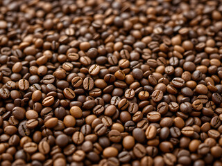 Fototapeta premium A close-up of rich, aromatic coffee beans showcasing their natural texture and earthy tones.